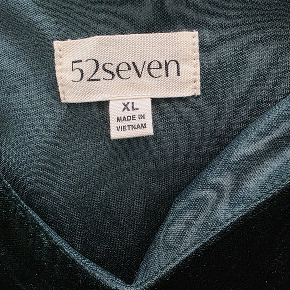 Emerald Green Velvet Dress XL | Boho Cottagecore Holiday Party Tiered Midi - Picture 3 of 3